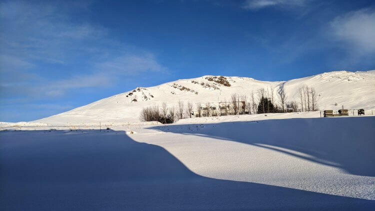 Helgafell covered in snow